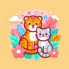 Warm Embrace: Two animal Illustration