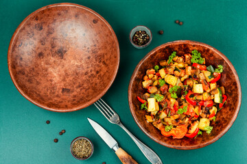 Ratatouille is a vegetable dish of French cuisine.