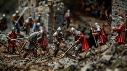 Knights digging tunnels to infiltrate castle, underground battle