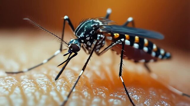 dengue hemorrhagic fever aedes mosquito sucking human through the skin