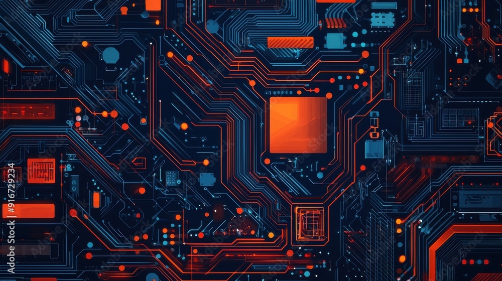 Aufkleber a vibrant close-up of a circuit board showcasing intricate patterns and luminous elements, perfect f