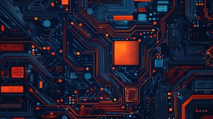 A vibrant close-up of a circuit board showcasing intricate patterns and luminous elements, perfect for technology-themed projects.