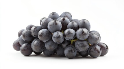 A cluster of fresh grapes, isolated on white, captured with full depth of field to showcase the rich color and intricate details.