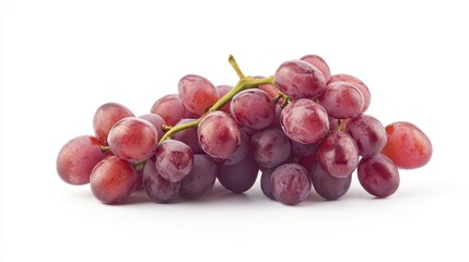 Fototapeta premium A cluster of fresh grapes, isolated on white, captured with full depth of field to showcase the rich color and intricate details.