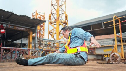 A worker on a construction site was injured when a piece of iron fell on leg