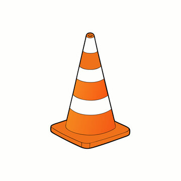recommend clip art: Traffic cone with white stripes is standing up art vector illustration