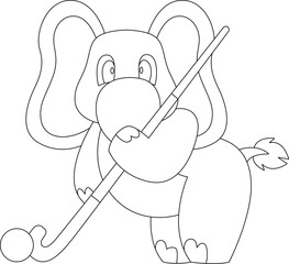 Elephant Hockey Hockey stick Animal Vector Graphic Art Illustration