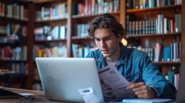 Students in video call, screen sharing documents, using online study guides, discussing remote education tips