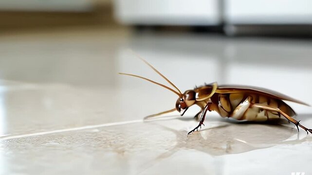cockroaches ,Large ginger cockroach on the kitchen floor