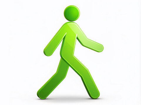 recommend clip art: Stylized illustration of a pedestrian symbol in a bold, modern design, featuring a walking figure in a bright green circle on a white background.