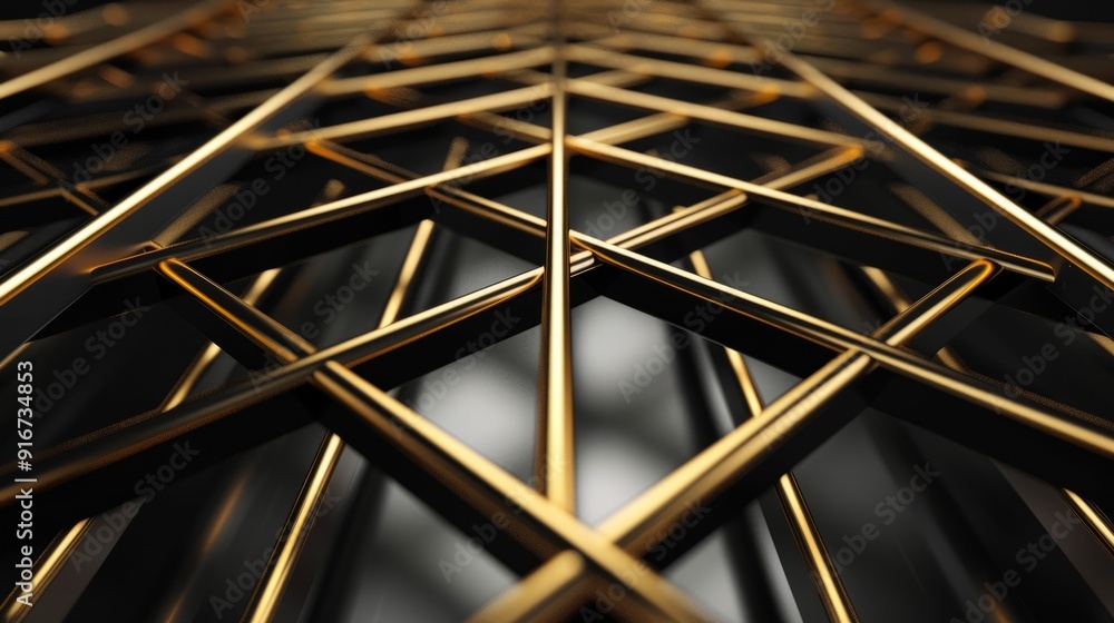 Aufkleber abstract gold and black geometric pattern. a close-up image of a modern geometric pattern with golde