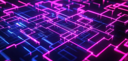Abstract Neon Lights in a Grid Pattern