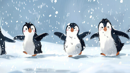 cute penguin in the snow