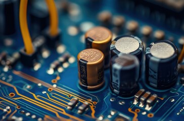 Closeup of Electronic Components on a Circuit Board