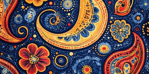 Elegant Paisley Design with Intricate Patterns and Vibrant Colors for Textile and Decor