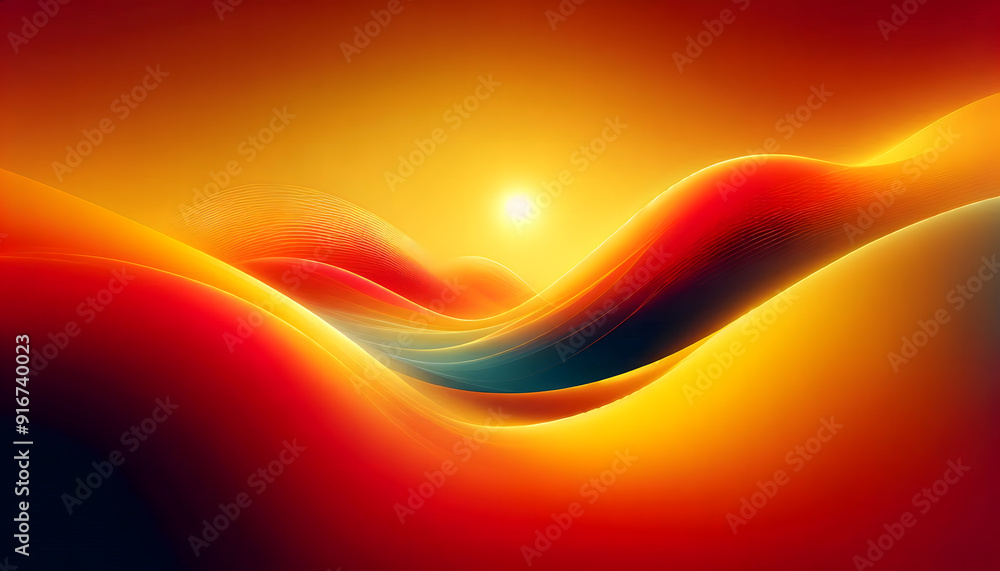 Poster a vibrant abstract background with a smooth gradient transitioning from yellow to orange to red, cre