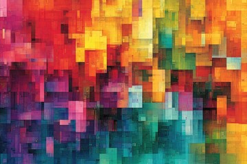 Fototapeta premium Vivid Pixelated Abstraction: Colorful Digital Pattern with Dynamic Contrast