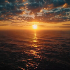 Fototapeta premium Sunset over the ocean in a professional filming style 
