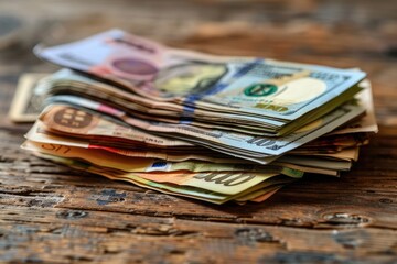 German money spread out on the table