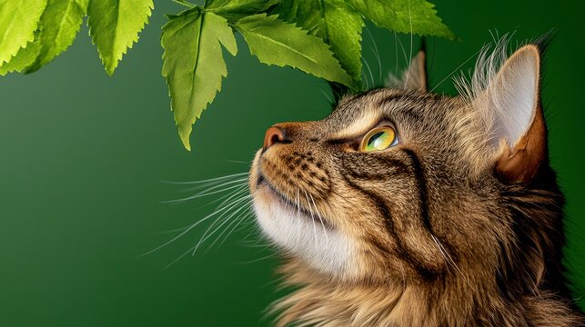 Funny Portrait Of A Domestic Cat In A Forest, Wilderness Theme