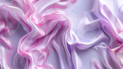 Obraz premium : An ethereal 3D abstract scene featuring fluid marbling patterns in soft pastel pink and lavender, flowing and blending seamlessly like liquid silk