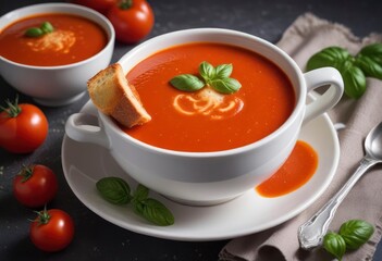 tomato soup in bowl, ai