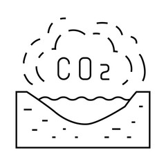 limnological disaster, emission of carbon dioxide in reservoir line icon vector. limnological disaster, emission of carbon dioxide in reservoir sign. isolated contour symbol black illustration