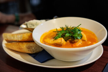 Fish soup with bread