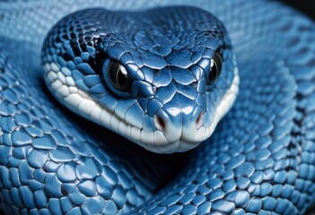 Fototapeta premium Blue viper snake closeup face, ai