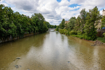 canal in the city of Munich (Isar River)