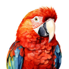 Fototapeta premium red and blue macaw watercolor isolated on transparent background cutout