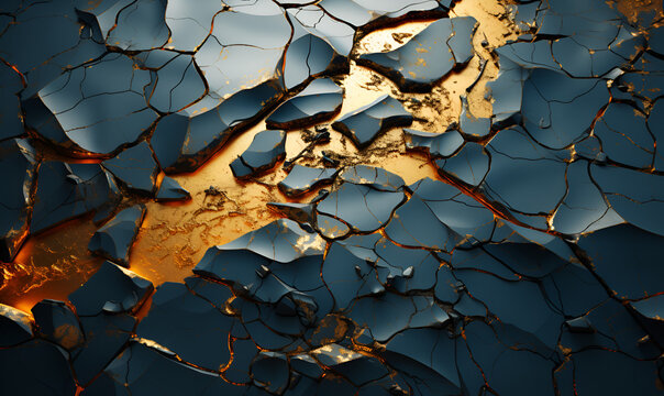 Abstract Ceramic Art with Gold Kintsugi Accents