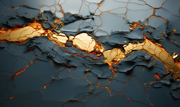 Kintsugi-Inspired Ceramic Art with Golden Highlights