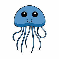 Naklejka premium a blue octopus with a blue face and a white background