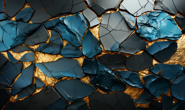 Gold Vein Abstract Kintsugi Design on Ceramic