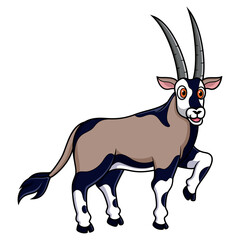 Cartoon funny oryx gazella on white background
