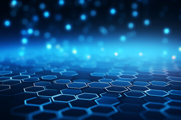 Obraz premium Abstract blue hexagons pattern background for design.Hi-tech science and research concept innovation.