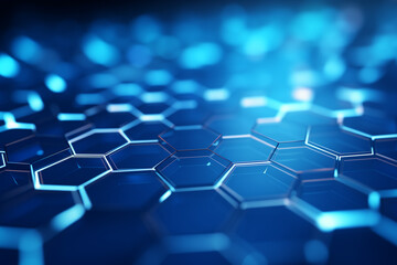 Obraz premium Abstract blue hexagons pattern background for design.Hi-tech science and research concept innovation.
