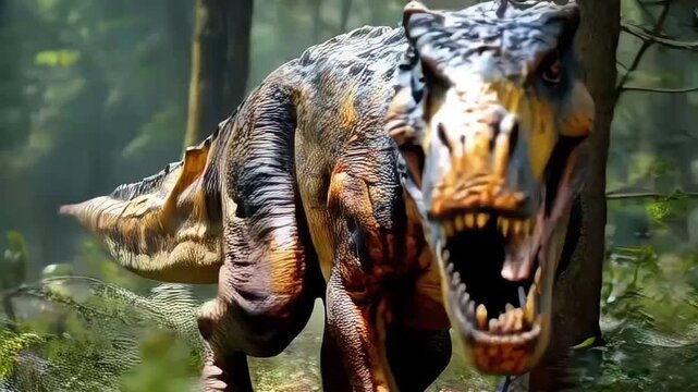 Photorealistic beautiful and scary dinosaurus T-rex