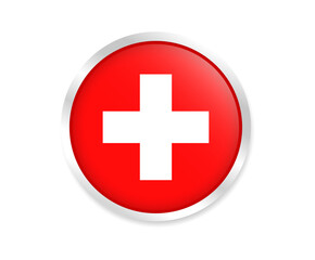 Flag of Switzerland. Round flag. Flag icon. Circle flag icon logo vector illustration EPS