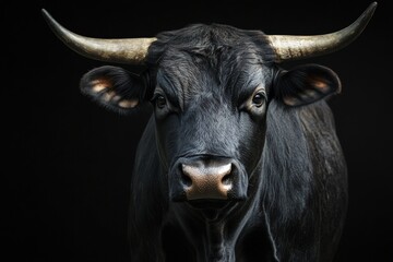 Naklejka premium Close-up Portrait of a Black Angus Cow