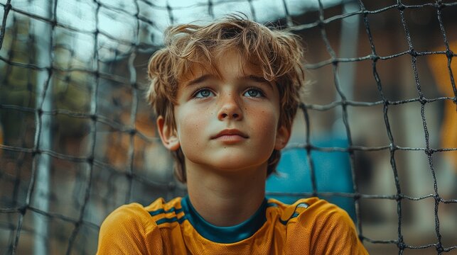 Youth soccer goalkeeper close-up portrait on training