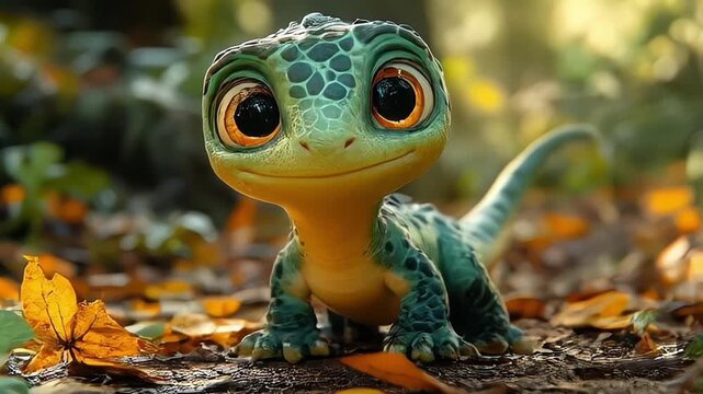 baby dinosaurus or dragon with big eyes