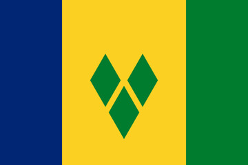 The official national flag of the Saint Vincent and the Grenadines. Correct proportions and colors. Vector illustration