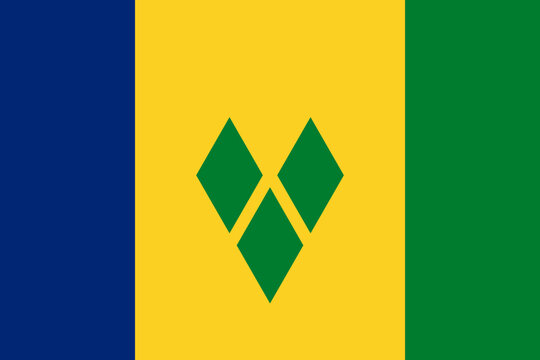The official national flag of the Saint Vincent and the Grenadines. Correct proportions and colors. Vector illustration
