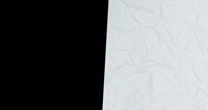 White Paper stop motion transition for arts & craft videos. crumbled paper, Drag and drop, transparent Pre-rendered with alpha channel
