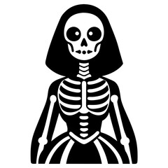 Single Catrina Skeletons black art vector illustration