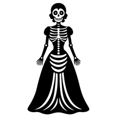 Single Catrina Skeletons black art vector illustration
