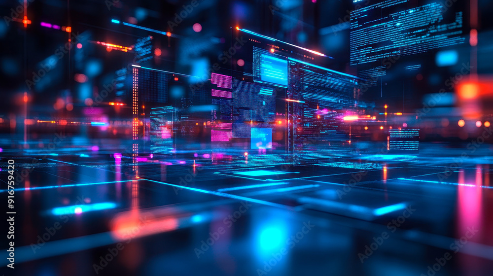 Poster futuristic workflow automation concept with ai in digital document management, highlighting streamli