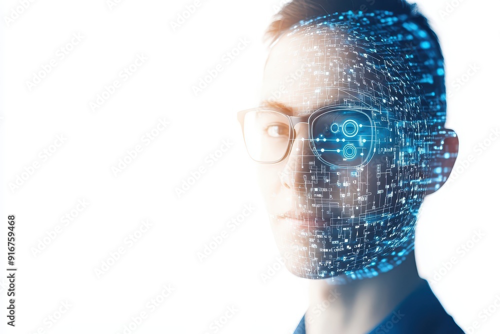 Leinwandbilder abstract image of a person with digital data overlay, symbolizing digital transformation and artific